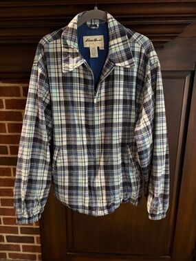 Eddie Bauer vintage cotton plaid jacket size XL